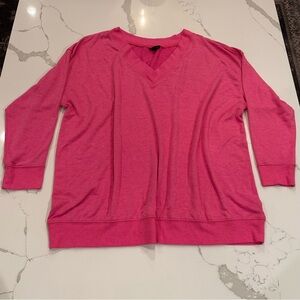 Torrid Drop Shoulder V-Neck Pullover Top Long Sleeve Women’s Size 3X Pink Terry